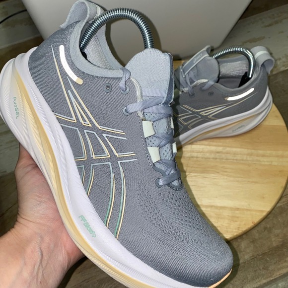 ASICS Gel Nimbus 26 Shoes Womens 8.5 US Gray PureGEL Running Walking 1012B601 - Picture 1 of 15